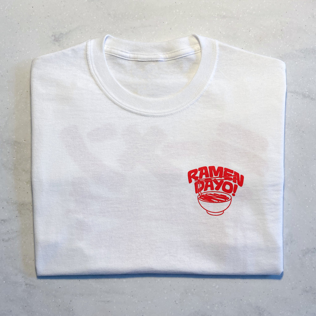 Ramen Dayo! Short Sleeve White T-shirt - Red Print