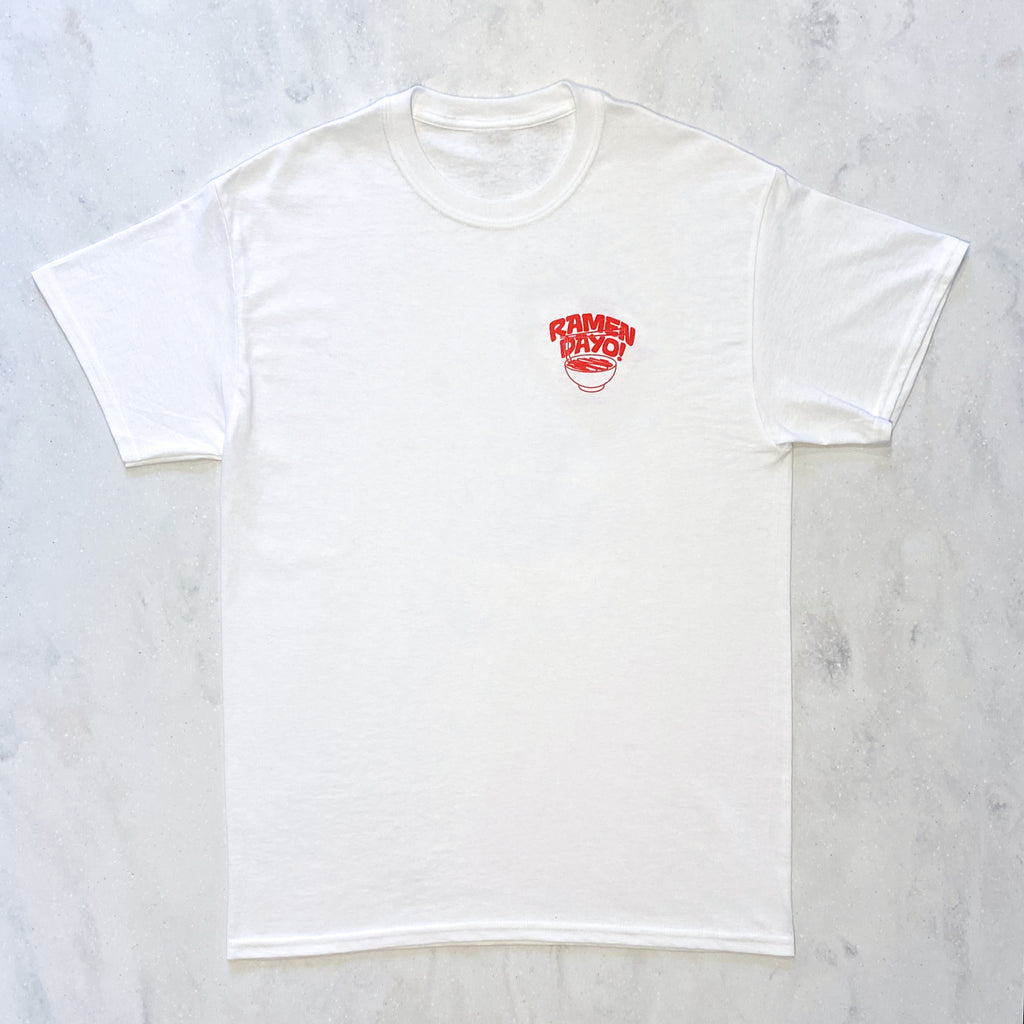 Ramen Dayo! Short Sleeve White T-shirt - Red Print